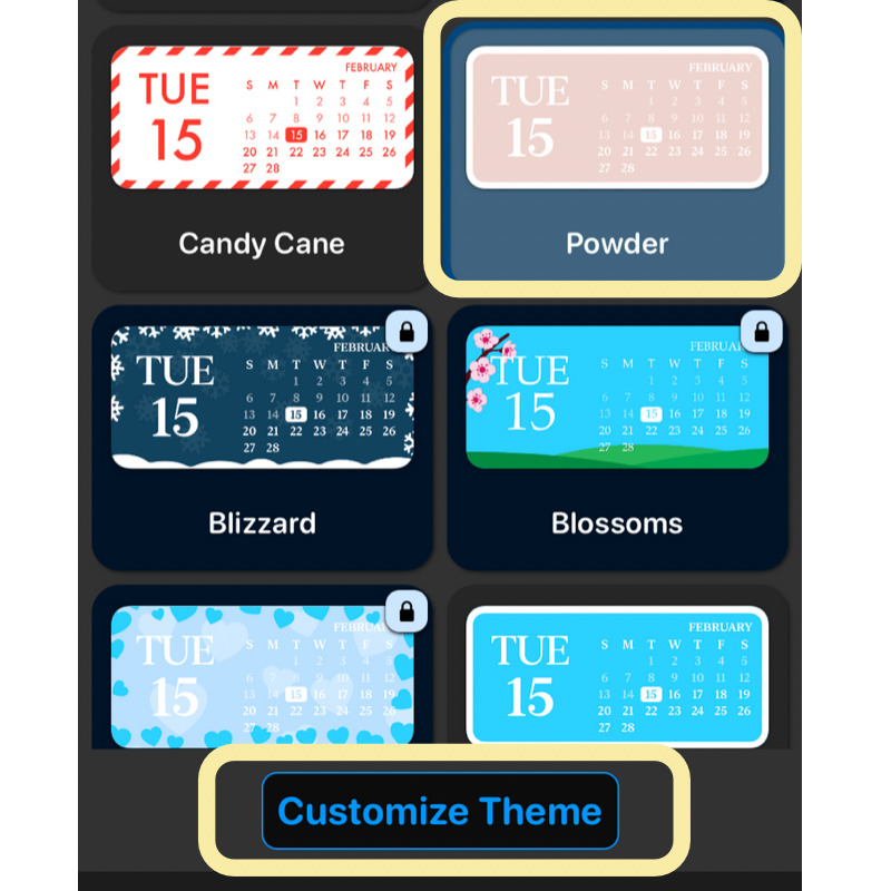 Customize Themeをタップする