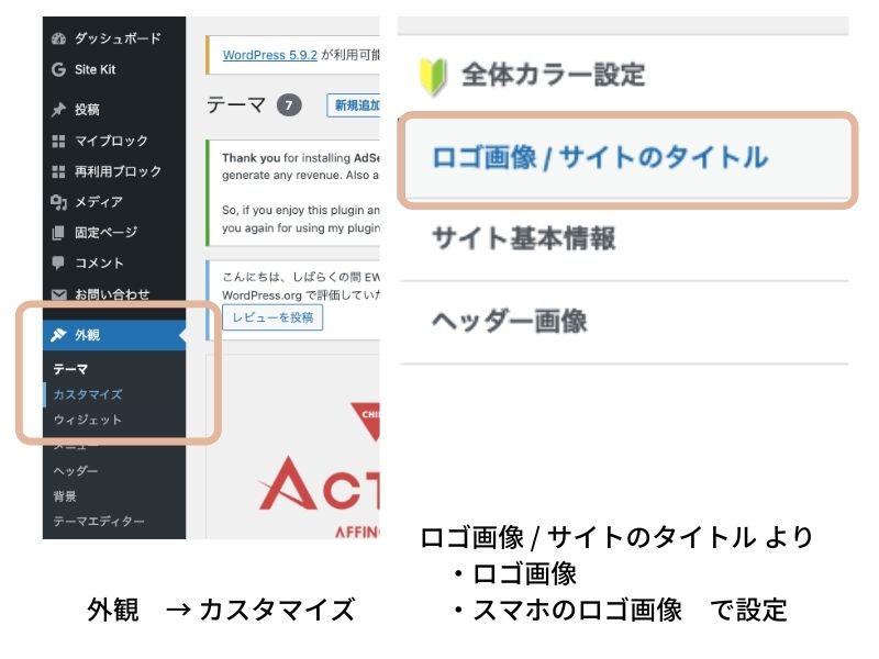 サイトロゴを設定する方法